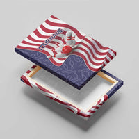 American Flag Bowling Pin Strike Graphic Canvas Wall Art with Custom Name and Pattern Background - Wonder Print Shop