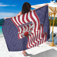 American Flag Bowling Pin Strike Graphic Sarong with Custom Name and Pattern Background - Wonder Print Shop