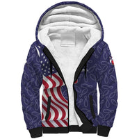 American Flag Bowling Pin Strike Graphic Sherpa Hoodie with Custom Name and Pattern Background - Wonder Print Shop