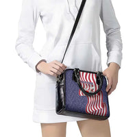 American Flag Bowling Pin Strike Graphic Shoulder Handbag with Custom Name and Pattern Background - Wonder Print Shop