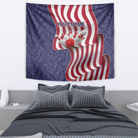 American Flag Bowling Pin Strike Graphic Tapestry with Custom Name and Pattern Background - Wonder Print Shop