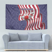 American Flag Bowling Pin Strike Graphic Tapestry with Custom Name and Pattern Background - Wonder Print Shop