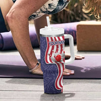 American Flag Bowling Pin Strike Graphic Tumbler With Handle with Custom Name and Pattern Background - Wonder Print Shop