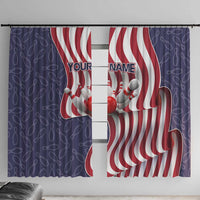 American Flag Bowling Pin Strike Graphic Window Curtain with Custom Name and Pattern Background - Wonder Print Shop