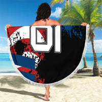 BMX Life Graphic Beach Blanket with American Flag and Custom Rider Number Design - Wonder Print Shop