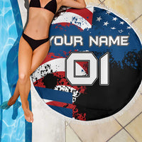 BMX Life Graphic Beach Blanket with American Flag and Custom Rider Number Design - Wonder Print Shop