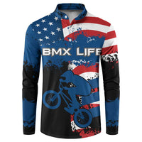 BMX Life Graphic Button Sweatshirt with American Flag and Custom Rider Number Design - Wonder Print Shop