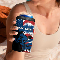 BMX Life Graphic 4 in 1 Can Cooler Tumbler with American Flag and Custom Rider Number Design - Wonder Print Shop