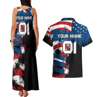 BMX Life Graphic Couples Matching Tank Maxi Dress and Hawaiian Shirt with American Flag and Custom Rider Number Design - Wonder Print Shop