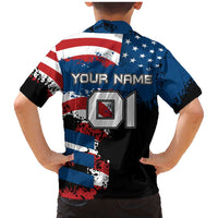 BMX Life Graphic Family Matching Mermaid Dress and Hawaiian Shirt with American Flag and Custom Rider Number Design - Wonder Print Shop