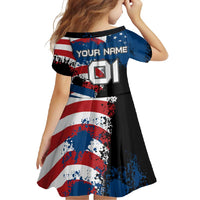 BMX Life Graphic Family Matching Mermaid Dress and Hawaiian Shirt with American Flag and Custom Rider Number Design - Wonder Print Shop
