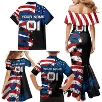 BMX Life Graphic Family Matching Mermaid Dress and Hawaiian Shirt with American Flag and Custom Rider Number Design - Wonder Print Shop
