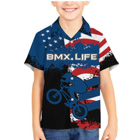 BMX Life Graphic Family Matching Mermaid Dress and Hawaiian Shirt with American Flag and Custom Rider Number Design - Wonder Print Shop