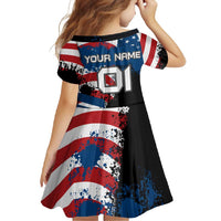 BMX Life Graphic Family Matching Off Shoulder Maxi Dress and Hawaiian Shirt with American Flag and Custom Rider Number Design - Wonder Print Shop
