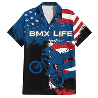 BMX Life Graphic Family Matching Off Shoulder Maxi Dress and Hawaiian Shirt with American Flag and Custom Rider Number Design - Wonder Print Shop