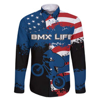 BMX Life Graphic Family Matching Puletasi and Hawaiian Shirt with American Flag and Custom Rider Number Design - Wonder Print Shop