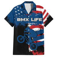BMX Life Graphic Family Matching Short Sleeve Bodycon Dress and Hawaiian Shirt with American Flag and Custom Rider Number Design - Wonder Print Shop