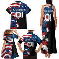 BMX Life Graphic Family Matching Tank Maxi Dress and Hawaiian Shirt with American Flag and Custom Rider Number Design - Wonder Print Shop