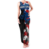 BMX Life Graphic Family Matching Tank Maxi Dress and Hawaiian Shirt with American Flag and Custom Rider Number Design - Wonder Print Shop