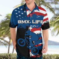 BMX Life Graphic Hawaiian Shirt with American Flag and Custom Rider Number Design - Wonder Print Shop