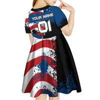 BMX Life Graphic Kid Short Sleeve Dress with American Flag and Custom Rider Number Design - Wonder Print Shop