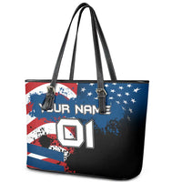 BMX Life Graphic Leather Tote Bag with American Flag and Custom Rider Number Design - Wonder Print Shop