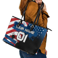 BMX Life Graphic Leather Tote Bag with American Flag and Custom Rider Number Design - Wonder Print Shop