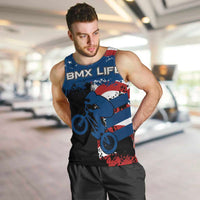 BMX Life Graphic Men Tank Top with American Flag and Custom Rider Number Design - Wonder Print Shop