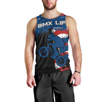 BMX Life Graphic Men Tank Top with American Flag and Custom Rider Number Design - Wonder Print Shop