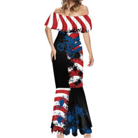 BMX Life Graphic Mermaid Dress with American Flag and Custom Rider Number Design - Wonder Print Shop