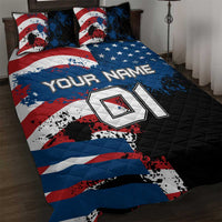 BMX Life Graphic Quilt Bed Set with American Flag and Custom Rider Number Design - Wonder Print Shop