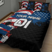 BMX Life Graphic Quilt Bed Set with American Flag and Custom Rider Number Design - Wonder Print Shop