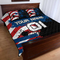 BMX Life Graphic Quilt Bed Set with American Flag and Custom Rider Number Design - Wonder Print Shop