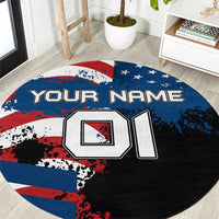 BMX Life Graphic Round Carpet with American Flag and Custom Rider Number Design - Wonder Print Shop