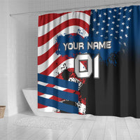 BMX Life Graphic Shower Curtain with American Flag and Custom Rider Number Design - Wonder Print Shop