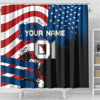 BMX Life Graphic Shower Curtain with American Flag and Custom Rider Number Design - Wonder Print Shop