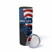 BMX Life Graphic Skinny Tumbler with American Flag and Custom Rider Number Design - Wonder Print Shop