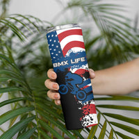 BMX Life Graphic Skinny Tumbler with American Flag and Custom Rider Number Design - Wonder Print Shop