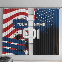 BMX Life Graphic Window Curtain with American Flag and Custom Rider Number Design - Wonder Print Shop