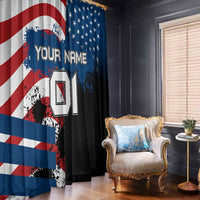 BMX Life Graphic Window Curtain with American Flag and Custom Rider Number Design - Wonder Print Shop