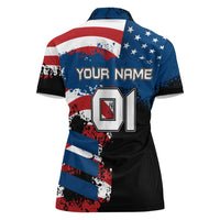 BMX Life Graphic Women Polo Shirt with American Flag and Custom Rider Number Design - Wonder Print Shop