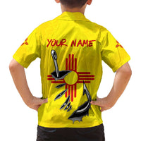 New Mexico Zia Symbol Fish Hook Family Matching Long Sleeve Bodycon Dress and Hawaiian Shirt Torn Fishing Graphic and Custom Name Design - Wonder Print Shop
