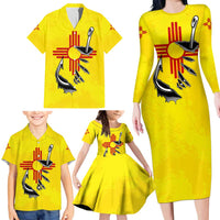 New Mexico Zia Symbol Fish Hook Family Matching Long Sleeve Bodycon Dress and Hawaiian Shirt Torn Fishing Graphic and Custom Name Design - Wonder Print Shop