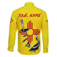 New Mexico Zia Symbol Fish Hook Family Matching Long Sleeve Bodycon Dress and Hawaiian Shirt Torn Fishing Graphic and Custom Name Design - Wonder Print Shop