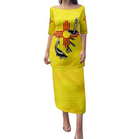 New Mexico Zia Symbol Fish Hook Family Matching Puletasi and Hawaiian Shirt Torn Fishing Graphic and Custom Name Design - Wonder Print Shop