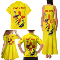 New Mexico Zia Symbol Fish Hook Family Matching Tank Maxi Dress and Hawaiian Shirt Torn Fishing Graphic and Custom Name Design - Wonder Print Shop