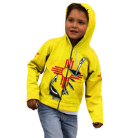 New Mexico Zia Symbol Fish Hook Kid Hoodie Torn Fishing Graphic and Custom Name Design - Wonder Print Shop