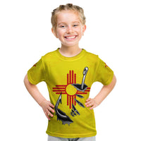 New Mexico Zia Symbol Fish Hook Kid T Shirt Torn Fishing Graphic and Custom Name Design - Wonder Print Shop