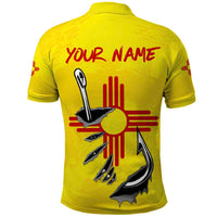 New Mexico Zia Symbol Fish Hook Polo Shirt Torn Fishing Graphic and Custom Name Design - Wonder Print Shop