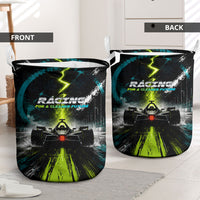 Electric Motorsport Racing Laundry Basket Futuristic Formula Car Neon Lightning Speed Art
